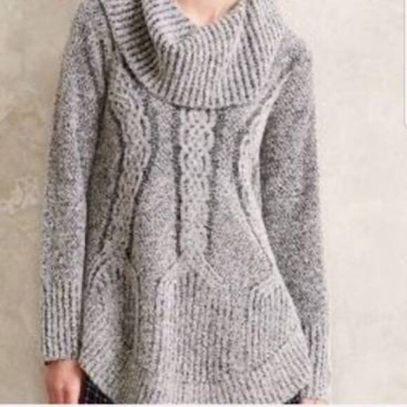 Anthro Angel Of The North Grey Cowl Neck Sweater - Picture 2 of 10
